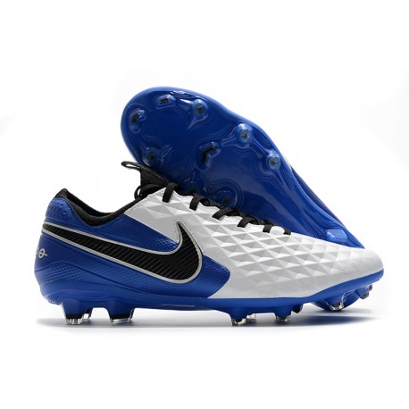 Scarpa Cuir Nike Tiempo Legend VIII Elite FG Bianco Blu Nero