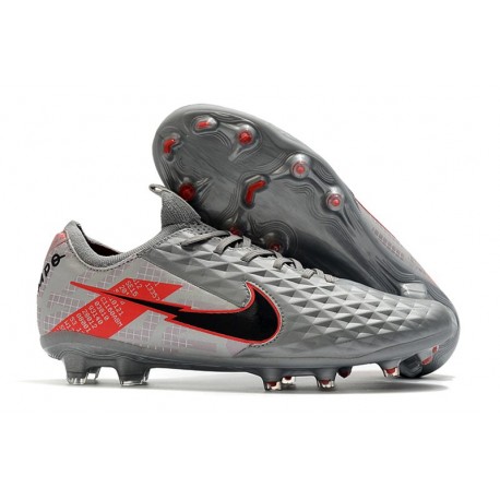 Scarpa Cuir Nike Tiempo Legend VIII Elite FG Grigio Nero Rosso