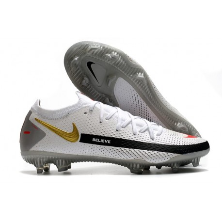 Nike Scarpe da Calcio Phantom GT Elite FG Bianco Nero Oro