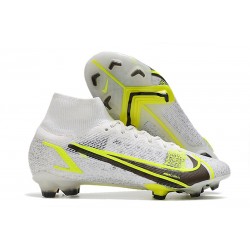 Nike Mercurial Superfly VIII Elite FG Bianco Nero Metallic Argento Volt