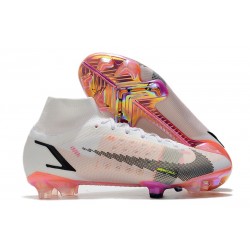 Nike Mercurial Superfly VIII Elite FG Bianco Nero Cremisi Vivace Rosa