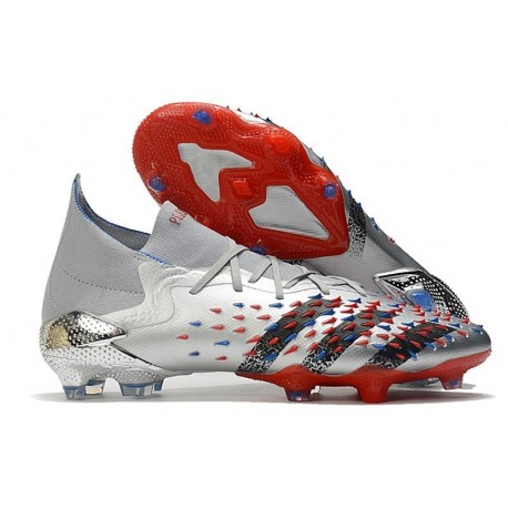 adidas Predator Freak.1 FG Uomo Argento Metallico Nero Core Scarlatto