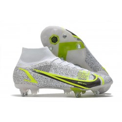 Nike Mercurial Superfly VIII Elite SG-Pro AC Bianco Nero Metallic Argento Volt