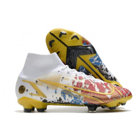 Nike Mercurial Superfly VIII Elite FG Ronaldo Bianco Rosso Blu Oro