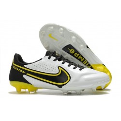 Nike Tiempo Legend IX Elite FG Scarpe Bianco Fumo Scuro Grigio Nero Giallo