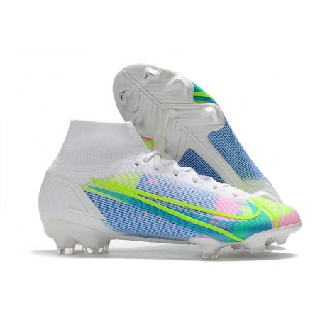 Nike Mercurial Superfly VIII Elite FG Bianco Blu Verde