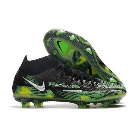 Nike Phantom Gt 2 Elite DF FG Nero Metallic Platino Verde Strike