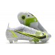 Nike Mercurial Vapor XIV Elite SG Anti-Clog Bianco Nero Metallic Argento Volt