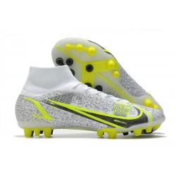 Nike Mercurial Superfly VIII Elite AG Pro Bianco Nero Metallic Argento Volt