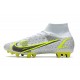 Nike Mercurial Superfly VIII Elite AG Pro Bianco Nero Metallic Argento Volt