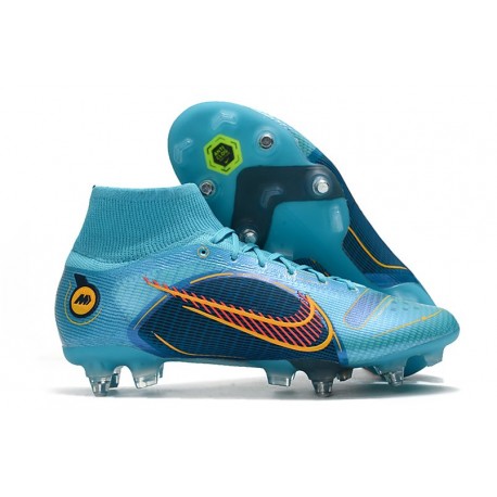 Nike Mercurial Superfly VIII Elite SG-Pro AC Blu Cloro Arancione Laser Marina