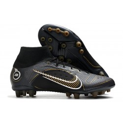 Nike Mercurial Superfly VIII Elite AG Pro Nero Oro Metallico Argento Metallico