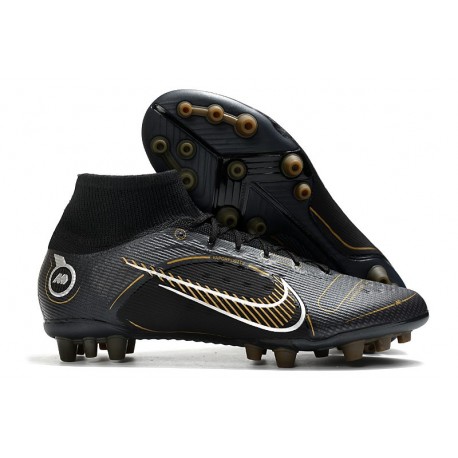 Nike Mercurial Superfly VIII Elite AG Pro Nero Oro Metallico Argento