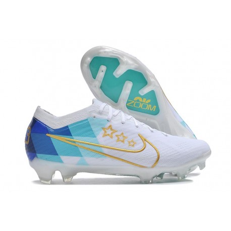 Nike Air Zoom Mercurial Vapor 15 Elite FG Bianco Blu Oro