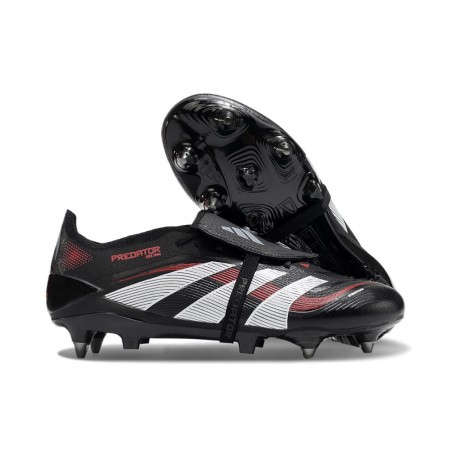 Adidas Predator Elite Fold-over Tongue FG Nero Grigio 4 Rosso Lucido