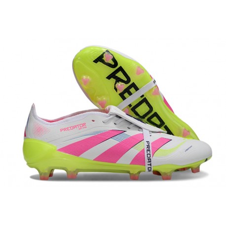 Adidas Predator Elite Fold-over Tongue FG Bianco Rosa Lucido Limone Lucido