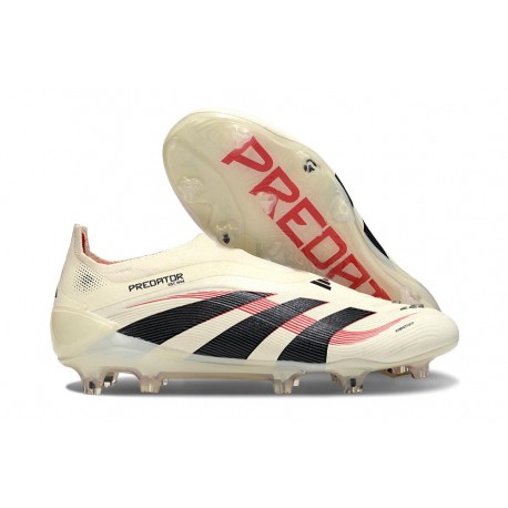 adidas Predator Elite 25 Senza Lacci FG Bianco Off Nero Core Rubino Puro