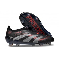 adidas Predator Elite 25 Senza Lacci FG Nero Grigio 4 Rosso Lucido