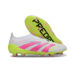 adidas Predator Elite 25 Senza Lacci FG Bianco Rosa Lucido Limone Lucido