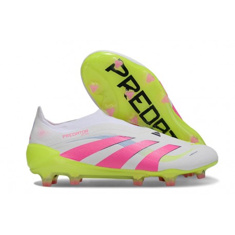 adidas Predator Elite 25 Senza Lacci FG Bianco Rosa Lucido Limone Lucido
