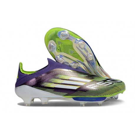 adidas F50+ Senza Lacci FG Viola Rush Ftwr Bianco Limone Lucido