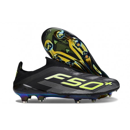 adidas F50+ Senza Lacci FG Nero Core Ferro Metallizzato Limone Lucido