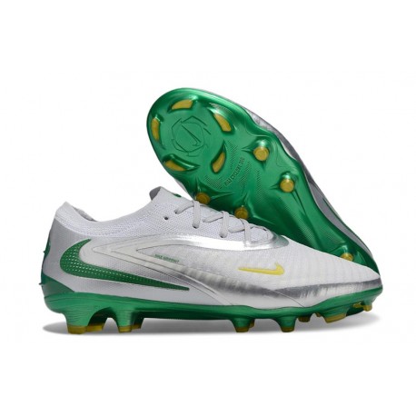 Scarpe da Calcio Nike Phantom 6 Elite Low FG Bianco Argento Verde