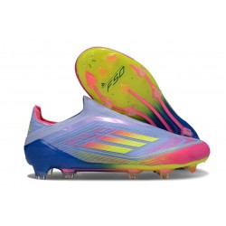 Scarpe adidas F50 Elite Laceless FG Blu Fusion Limone Lucido Rosa Lucido