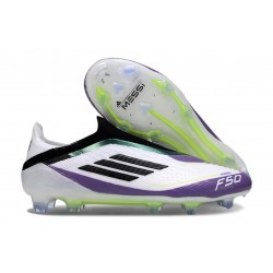 Scarpe adidas F50 Elite Laceless FG X Messi Ftwr Bianco Nero Core Unity Viola