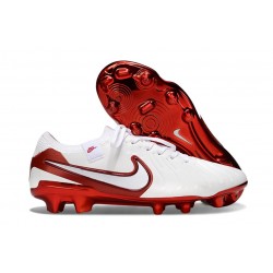 Scarpe Nike Tiempo Legend X Elite FG Bianco Cremisi Vivace