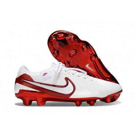 Scarpe Nike Tiempo Legend X Elite FG Bianco Cremisi Vivace