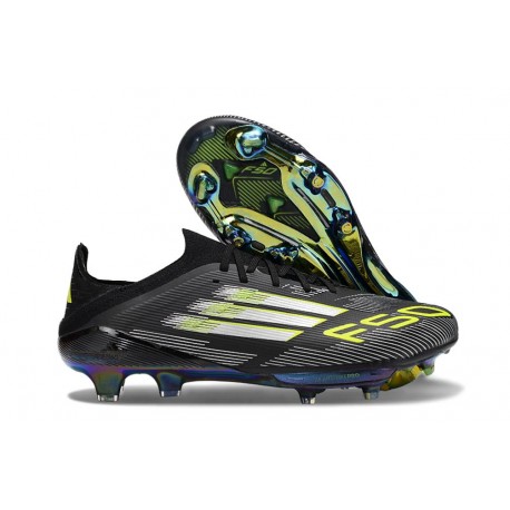 adidas Scarpe da Calcio F50+ FG Nero Core Ferro Metallizzato Limone Lucido