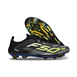 adidas Scarpe da Calcio F50+ FG Nero Core Ferro Metallizzato Limone Lucido
