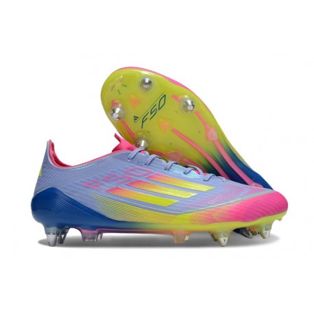 Scarpa Adidas F50 Elite SG Pro Blu Fusion Limone Lucido Rosa Lucido