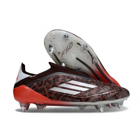 Adidas F50 Elite Laceless SG-Pro Marrone Bianco Rosso