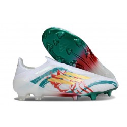Scarpe adidas F50 Elite Laceless FG Bianco Verde Oro