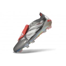 Scarpa Adidas Predator 26 Elite Tongue FG Ferro Metallizzato Zero Metallico Rosso Lucido