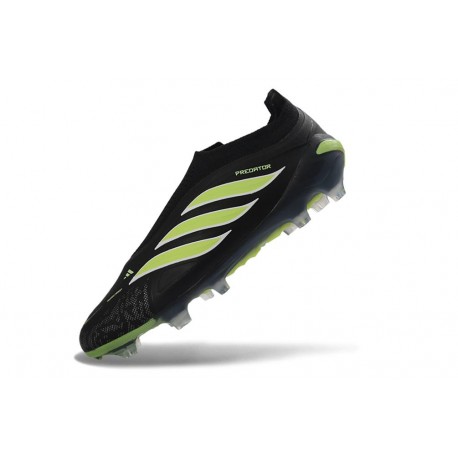 Adidas Scarpe Predator Elite Laceless FG Nero Verde Lime