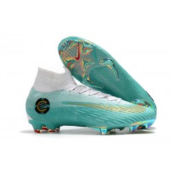 Scarpa Nuovo Nike Mercurial Superfly Vi Elite CR7 FG - Bianco Blu Oro