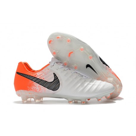 Nike Tiempo Legend VII Elite FG Scarpa da Calcio - Bianco Arancio Negro